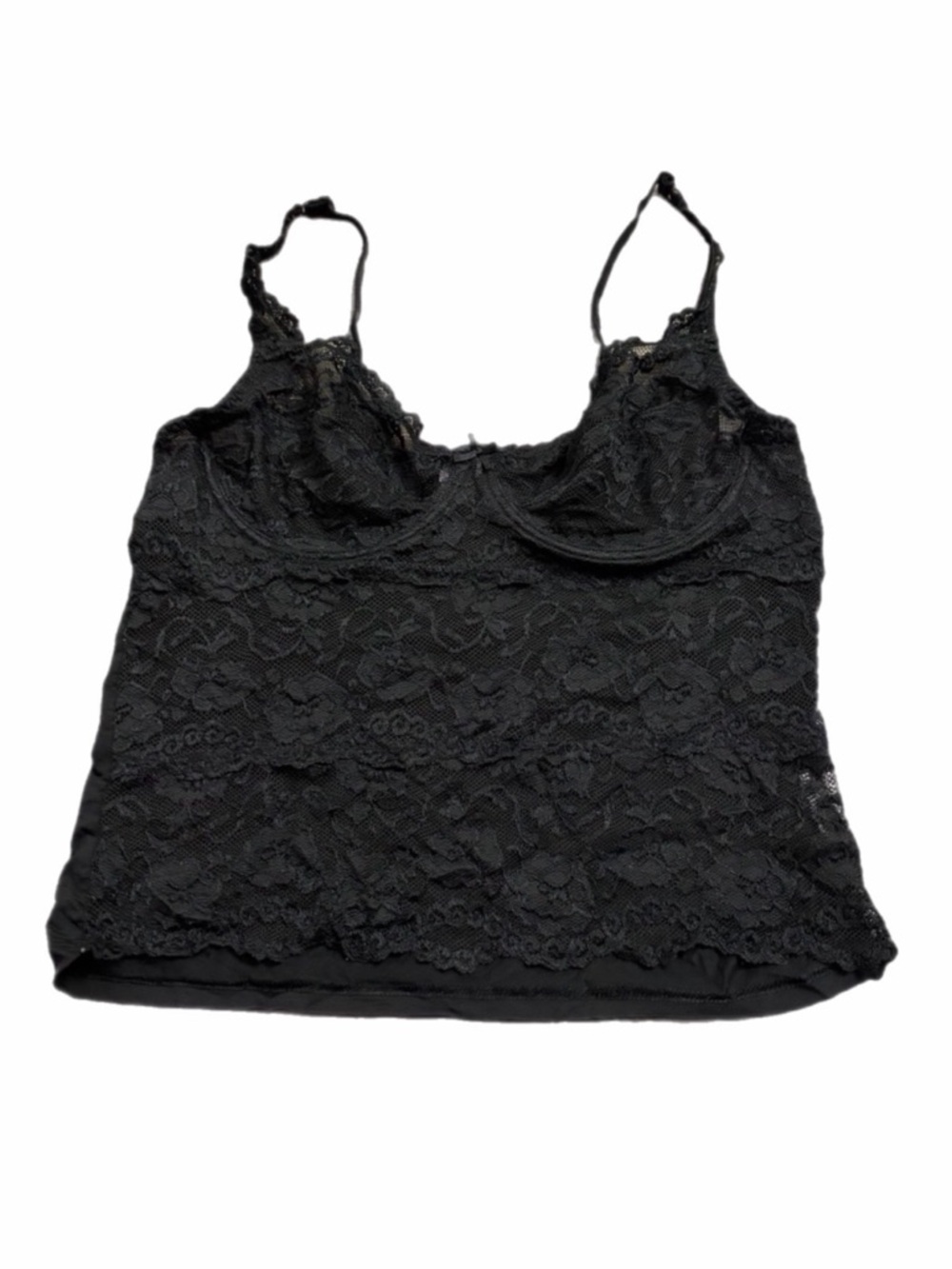 90s European Vintage Lace Corset Cami Underwire Top (Black) Size M/L